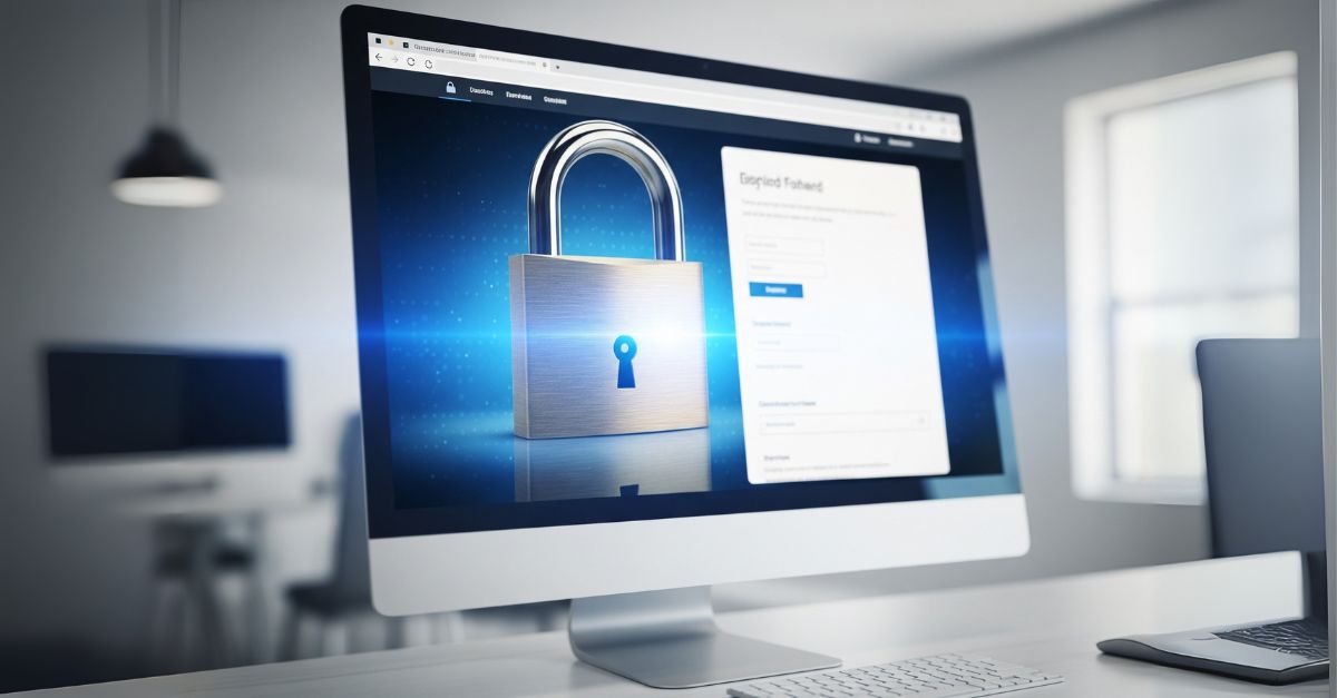 Padlock over a computer screen showing website content | K4 Digital