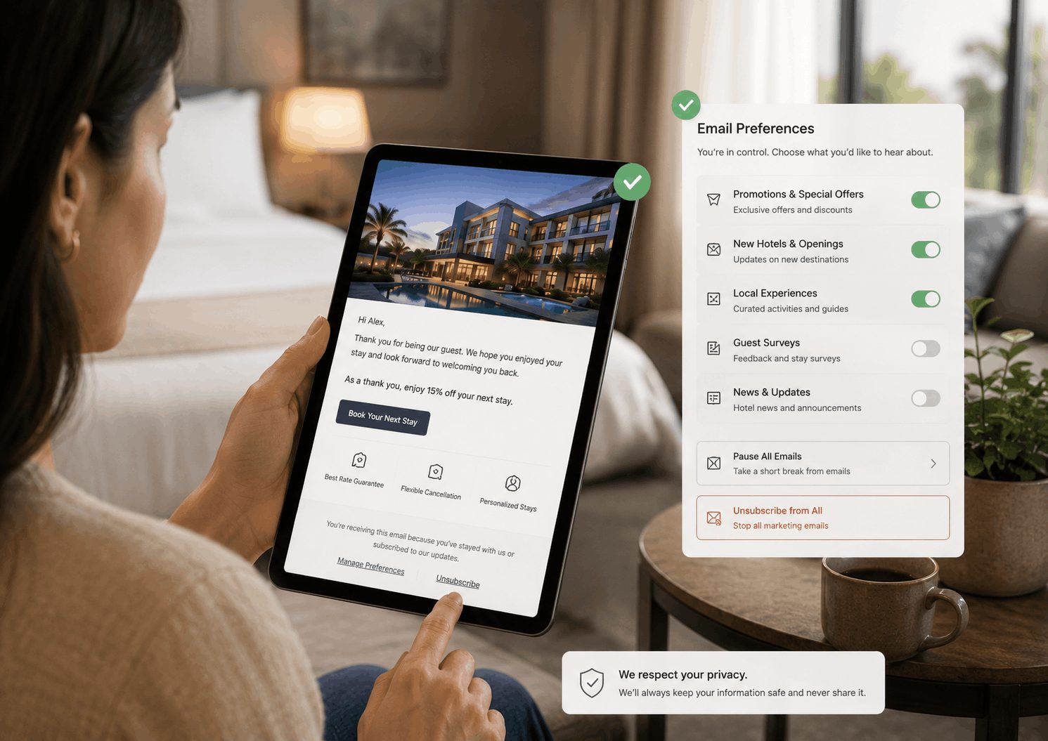 Hotel marketer managing reservation, loyalty, promotional, pre-arrival, and vendor emails through connected systems | K4 Digital