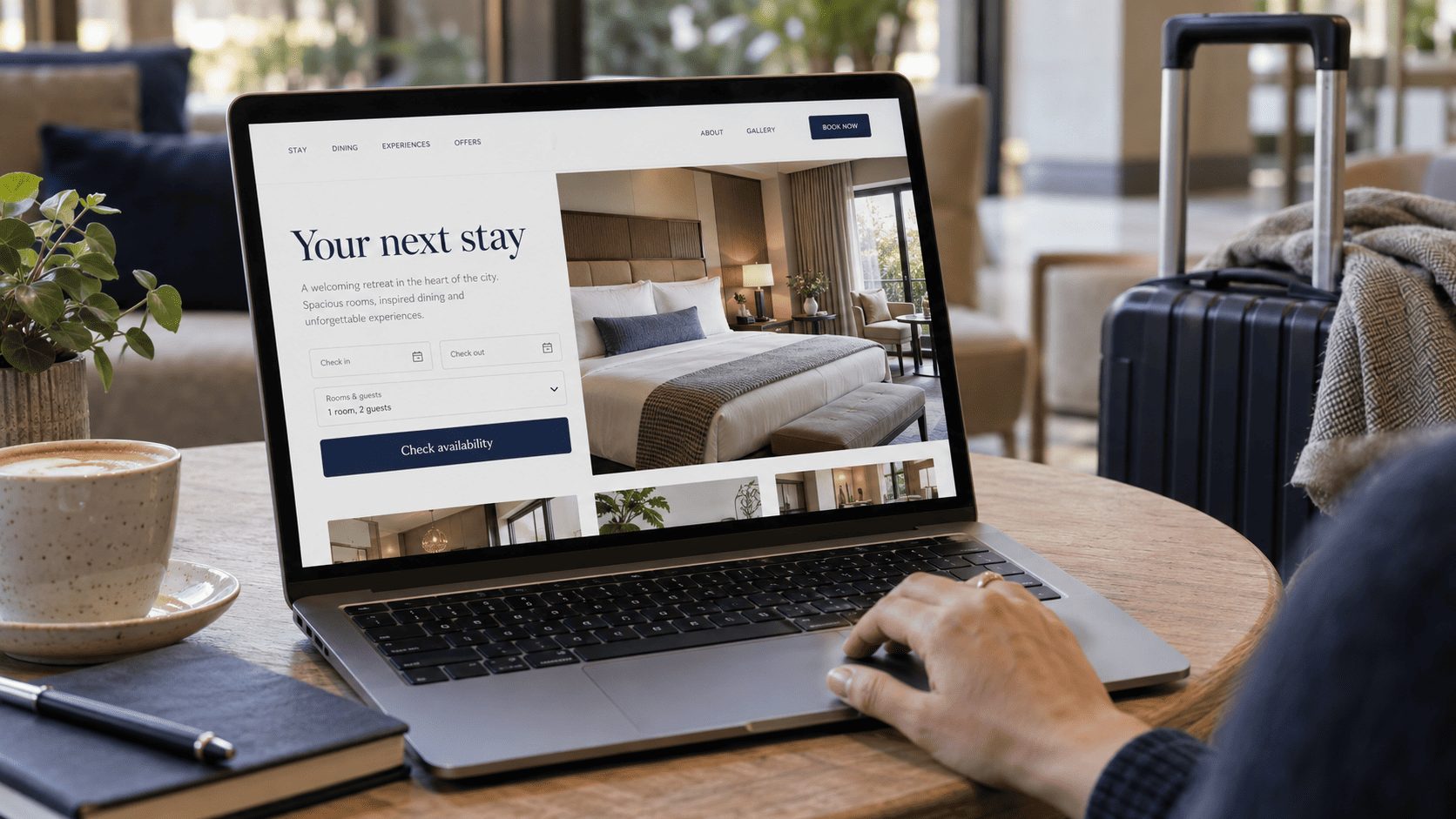 traveler checking hotel room availability on a website for a direct booking